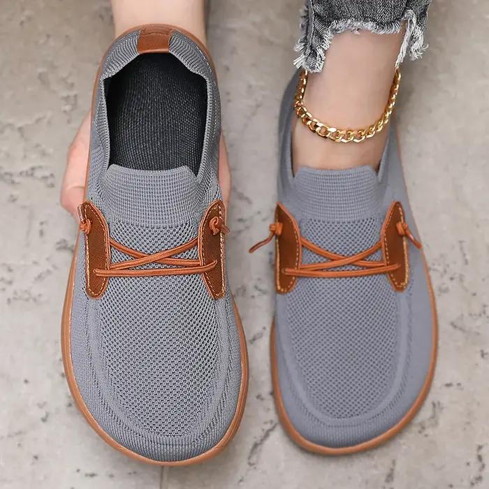 Baskets simples à pieds larges pour femmes, chaussures minimalistes en maille, confortables, zéro ch