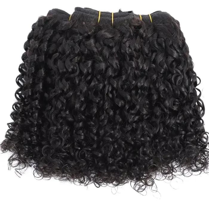 Extensions de cheveux humains bouclés crépus 15A Pixie Curls, lots de 3/4, cheveux vierges bruts bou