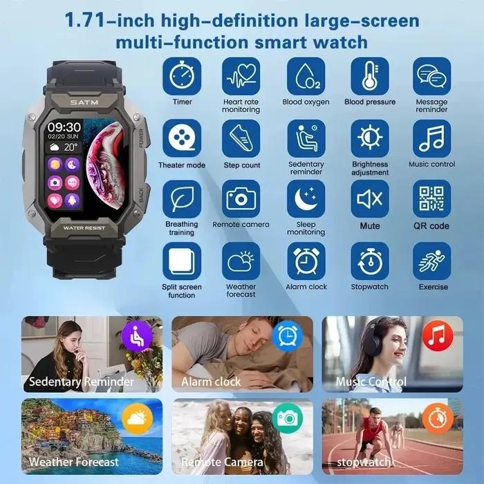 Montre intelligente étanche IP68 Iko pour hommes, horloge intelligente de natation, sports de plein