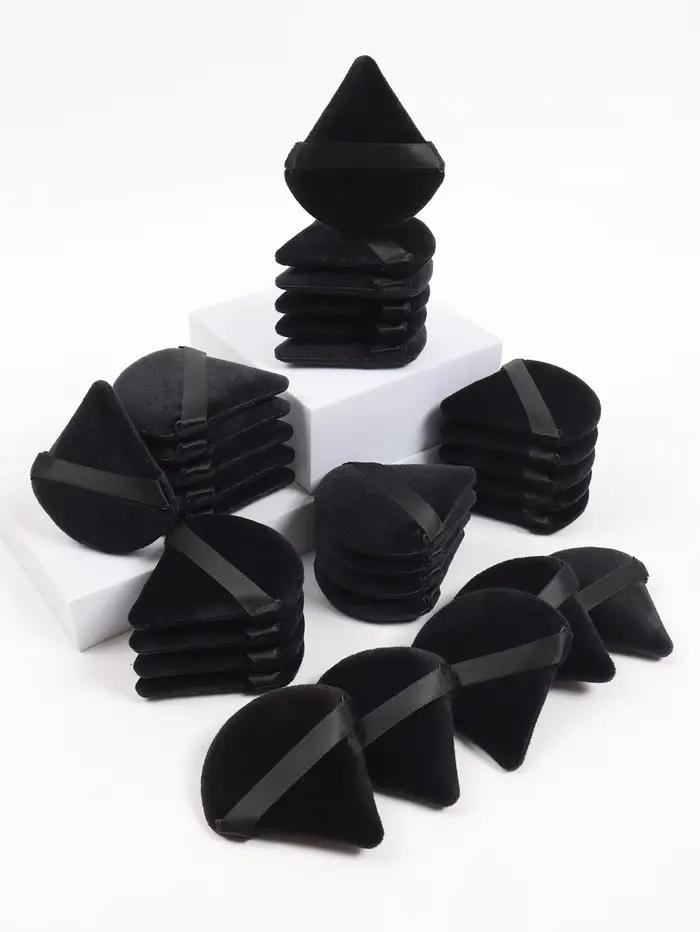 Triangle noir bouffée de poudre éponge de maquillage pour le visage doux velours cosmétiques bouffée
