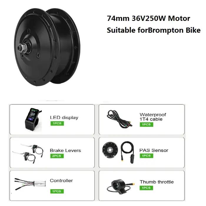 Brompton – Kits de Conversion de vélo électrique, kit de moteur de vélo électrique, batterie 74MM, K