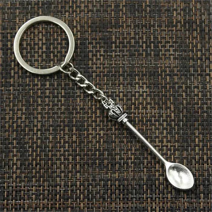 Mini Cuillère avec Porte-Clés pour Dessert, Petite Cuillère de Cuisine Vintage, Cadeau Pendentif DIY