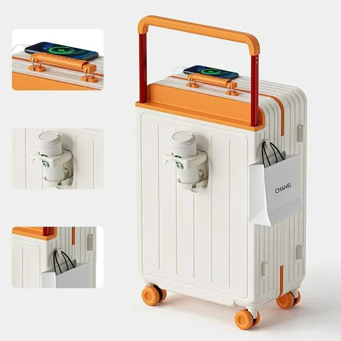 Nouvelle valise à poignée large, grande capacité, valise bicolore avec fermeture éclair et serrure à