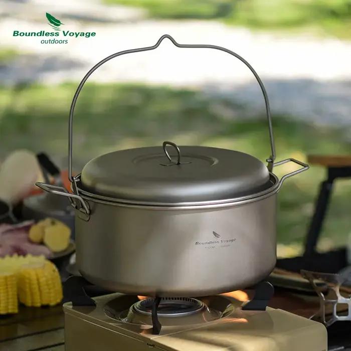 Marmite à soupe en titane pur, cuiseur vapeur, Ultra légère, grande capacité, ustensiles de cuisine