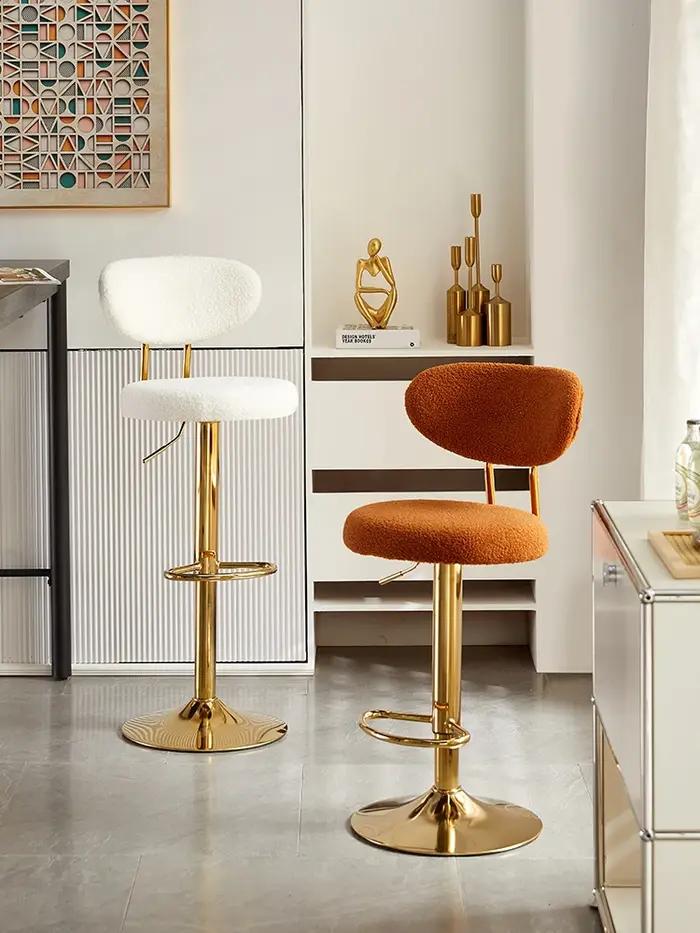 Chaise de bar pivotante et réglable en hauteur, tabouret haut, mobilier nordique, dossier, tabouret
