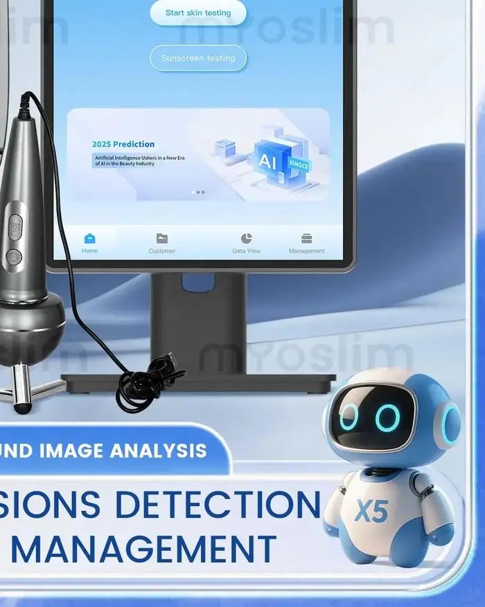 Analyseur de peau et de cheveux professionnel 3D X5 avec caméra UV, scanner facial numérique et mach