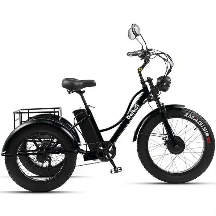 Tricycle Electrique Adulte Batterie Amovible 65km Portée Pour Neige Boue 7 Vitesses Roues 24 Pouces Occasions Hivernales