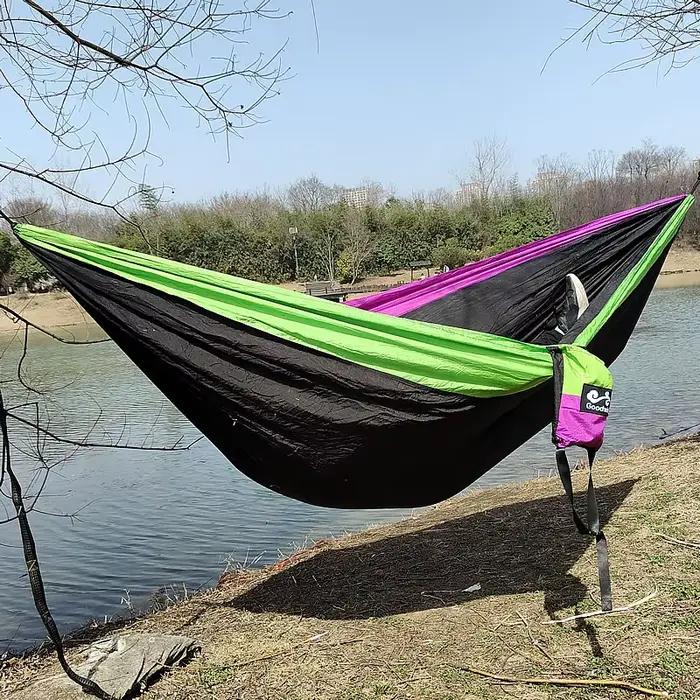 Hamac de Camping de jardin extérieur pour Double personne, Parachute léger en Nylon, voyage, randonn
