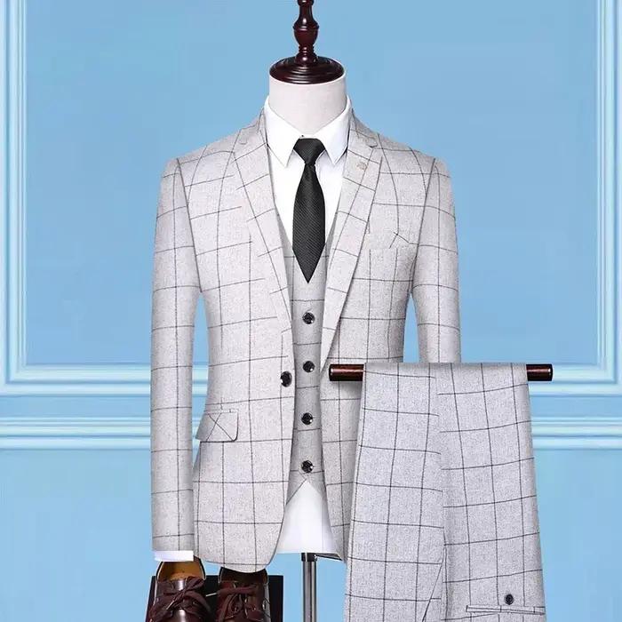 Costume (Blazer + gilet + pantalon) mode affaires décontracté Gentleman hommes Style italien élégant