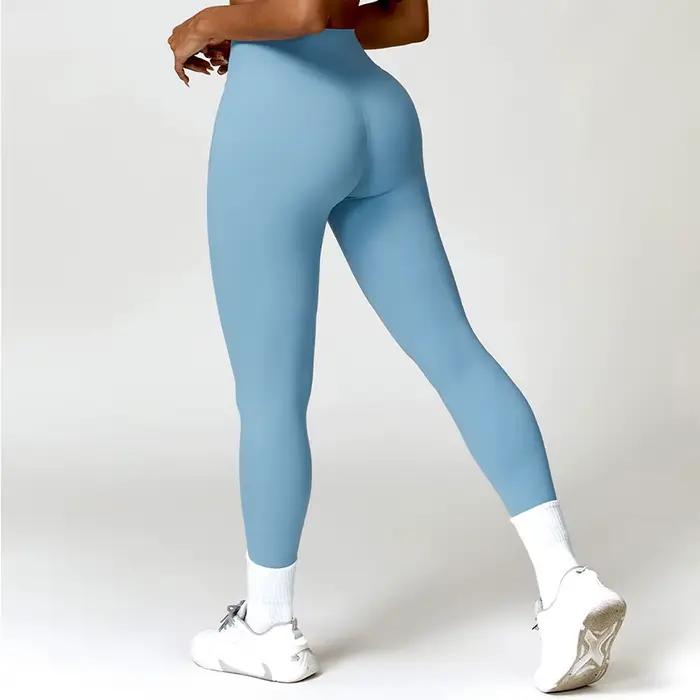 Pantalon yoga sans coutures femme - Leggings fitness extensibles taille haute vêtements sport athlétiques