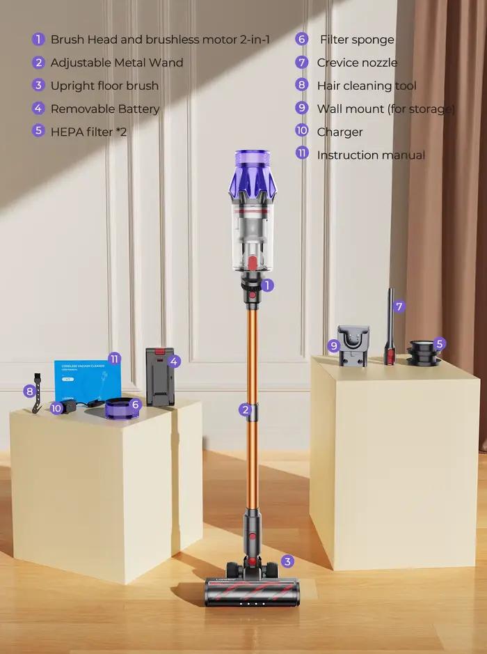 Aspirateur sans fil Laresar V7, 500W, puissance d'aspiration 50KPA, déterminer les appareils ménager