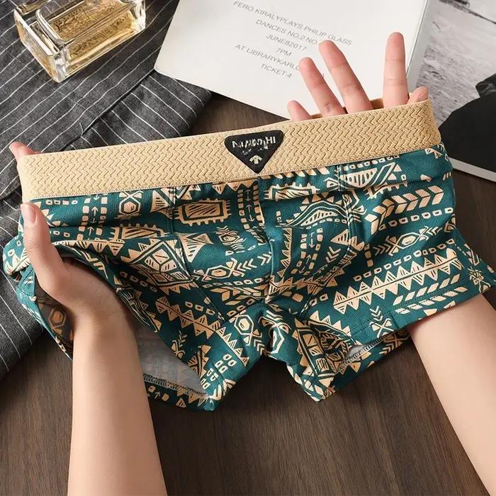 Sous-vêtements pour hommes confortables et respirants, au style rétro américain et ethnique tendance