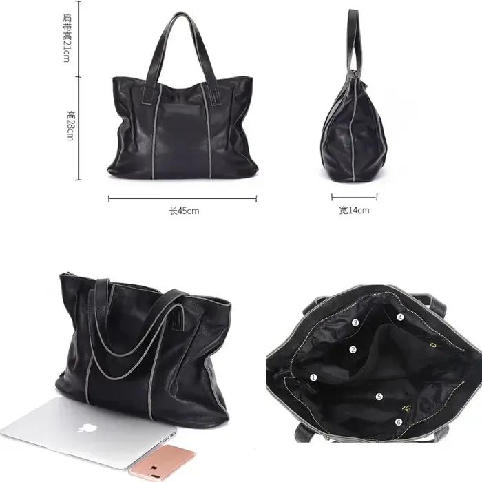 Sac à main en cuir de vache pour femmes, grande capacité, rétro, mode, sacs de luxe pour dames, sac