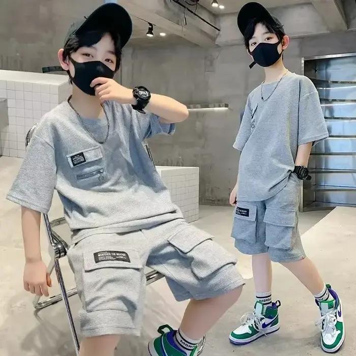 Ensemble d'été pour garçons, combinaison de sport pour enfants, nouvelle tenue à la mode, haut à man