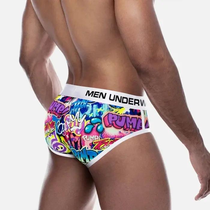 Sous-vêtements d'été pour hommes slips caleçons jockstraps rehausseurs de fesses imprimés amusants graffiti confortable activité physique occasion spéciale