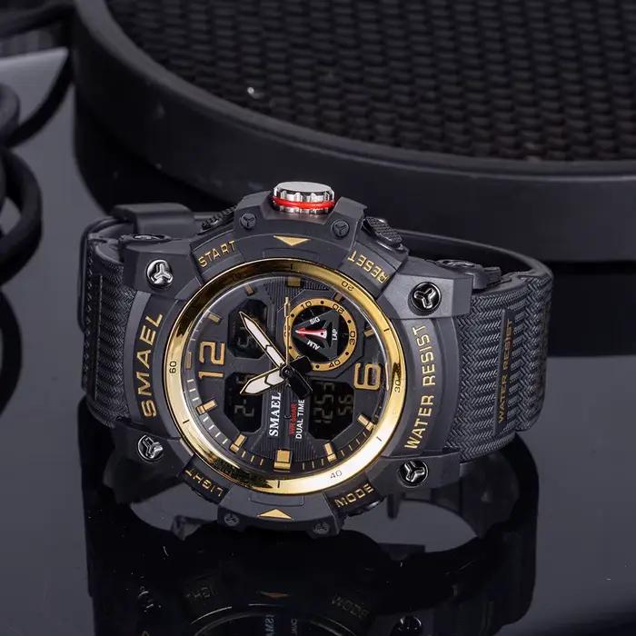 SMAEL-Montre-bracelet de sport militaire pour homme, chronomètre d'alarme, rétroéclairage numérique