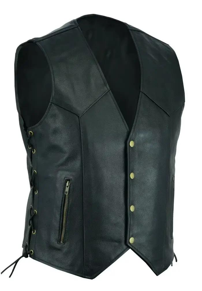 Gilet en cuir Punk mode manteau décontracté moto gilet hommes solide gilet flotte