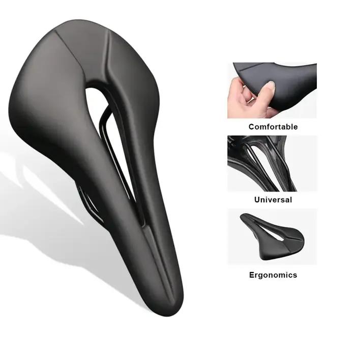 Selle de vélo en cuir PU design creux respirant siège doux confortable pour VTT et vélo de route pièce cyclisme occasionnels sorties et cadeaux
