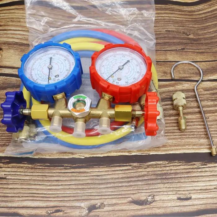 Ensemble de jauges de collecteur de réfrigérant, outil de Diagnostic de climatisation, tuyau à croch