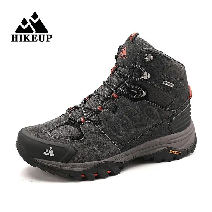 HIKEUP-Bottes de randonnée en daim pour hommes, chaussures de plein air à lacets, bottes de sport ch