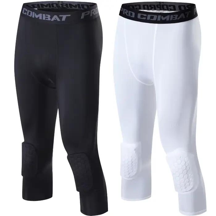 Collants de compression homme anti-collision 3/4 - Genouillères intégrées - Séchage rapide sport
