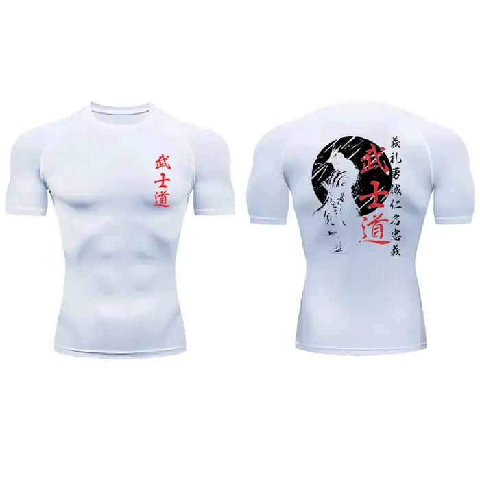 Japon samouraï esprit chemises de Compression à manches courtes pour hommes été athlétique séchage r