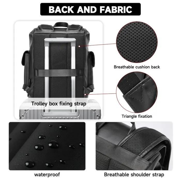MOYYI – sac à dos en cuir PVC pour hommes, grande capacité, étanche, Durable, pour ordinateur portab