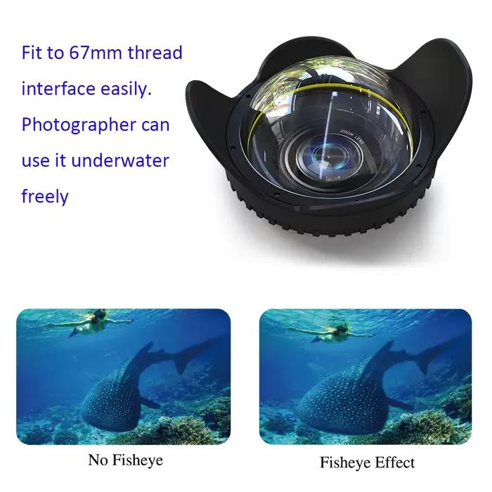 Seafrogs 67mm filetage Interface dôme Port étanche grand Angle dôme lentille pour SF-PH-02 boîtier d