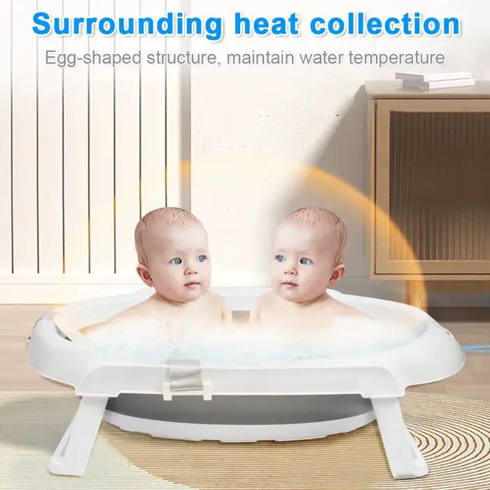Baignoire Bébé Pliable Sur Pied – Grande Baignoire Avec Support / Coussin / Kit De Drainage – Bassin