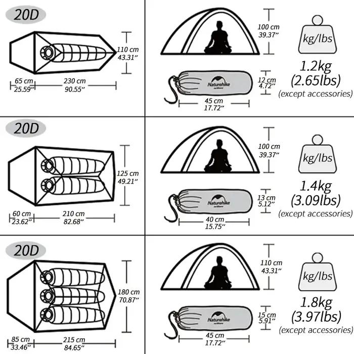 Natureifa-Tente de camping ultralégère Cloud Up 1 2 3 , double couche, étanche, pour randonnée en pl
