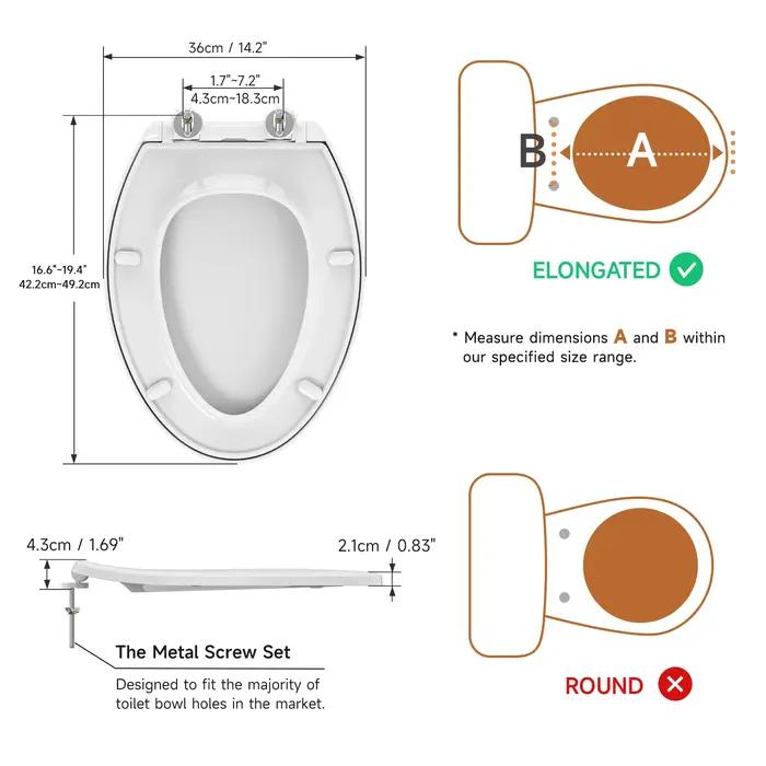 Réveiller ATIZ-Siège de toilette allongé avec veilleuse intégrée, siège de toilette naravec fermetur