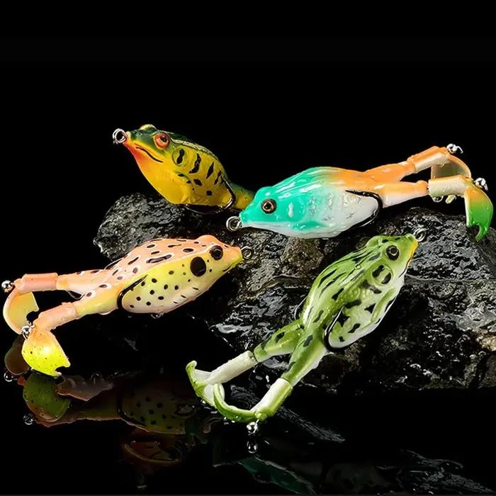 1pcTop leurres de pêche au bar d'eau grenouille souple Double hélices jambes appât d'eau douce pour