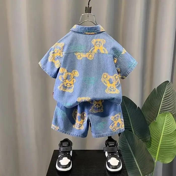 Ensemble décontracté d'été pour enfant t-shirt imprimé ours short tenue cow-boy bébé tout-petit jeux extérieur cadeau anniversaire noël naissance