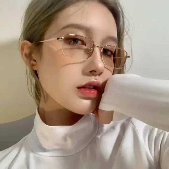 Y2K Harajuku petites lunettes à monture carrée femmes rétro lunettes en métal lunettes claires lunet