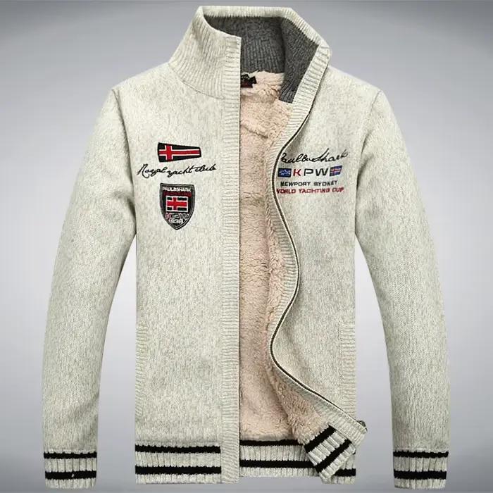 Polaire chaud homme pull doublure en laine hiver Cardigan épaissir pardessus décontracté coton noir