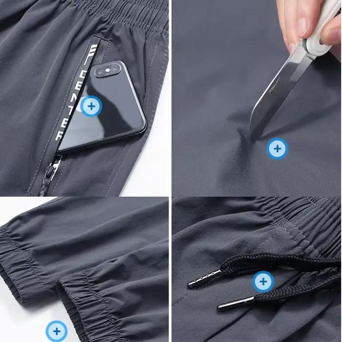 Pantalons de Sport à séchage rapide pour hommes, pantalons de course avec poches zippées, pantalons