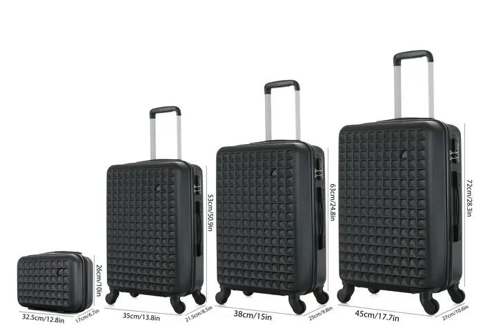 Ensembles de bagages à roulettes rigide ABS 4 pièces (18/23/27 pouces + étui à cosmétiques 13 pouces
