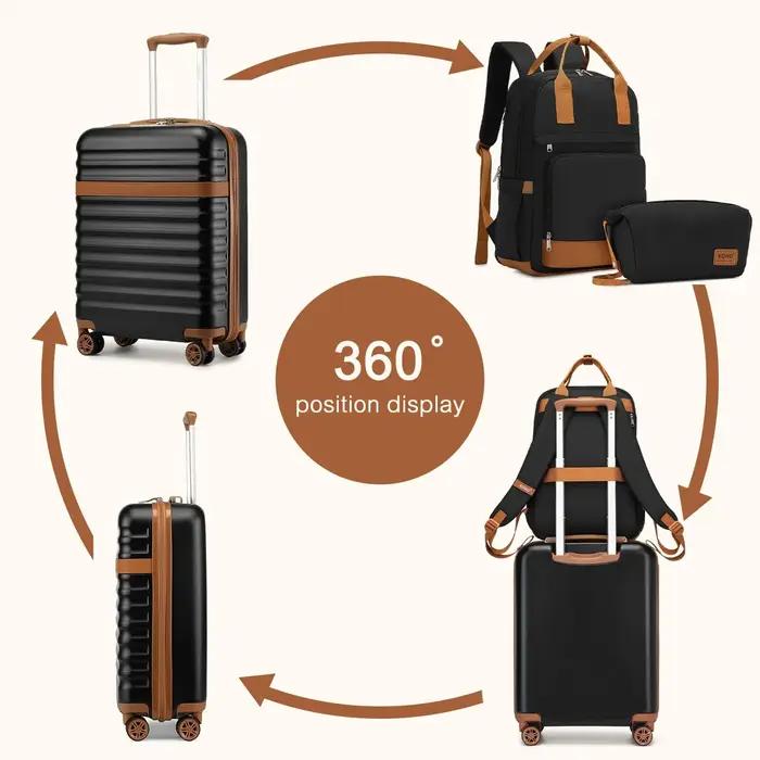 Ensemble de étuis rigides KONO – Étui robuste en ABS + PC avec 4 rouleaux de verrouillage TSA, inclu
