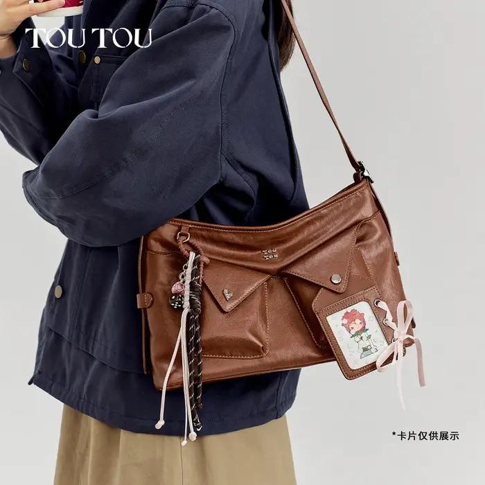 Sac à bandoulière toutou en cuir PU, tendance y2k, sac fourre-tout en dentelle Sweet Cool, sac Ita a