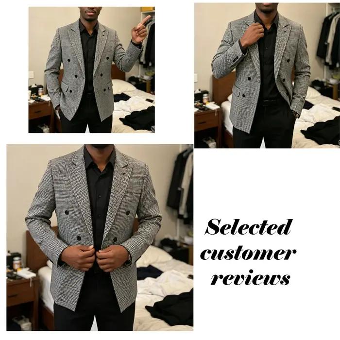 Veste de costume à carreaux Double boutonnage XXS-7XL