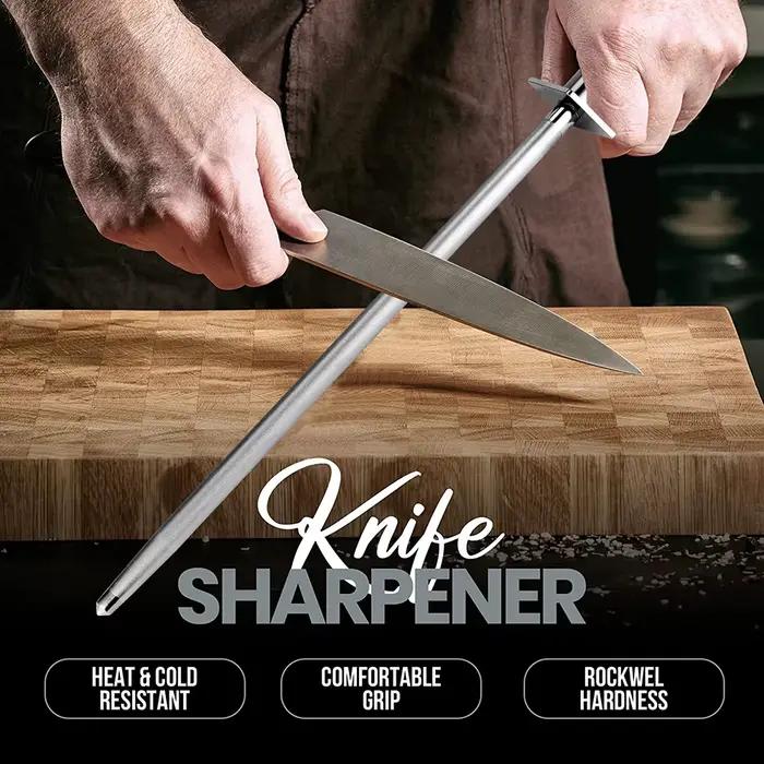 Affûteur de couteaux professionnel en diamant, manche en bois de couleur de 12 pouces, aiguisoir de