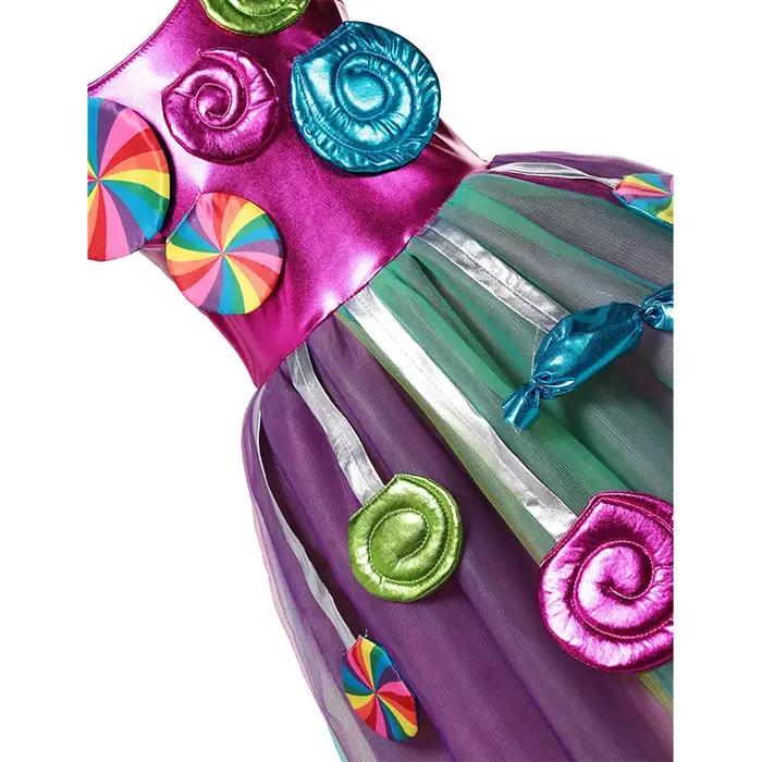 Filles arc-en-ciel sucette Costume princesse robe pourim Festival bonbons robe fantaisie carnaval an