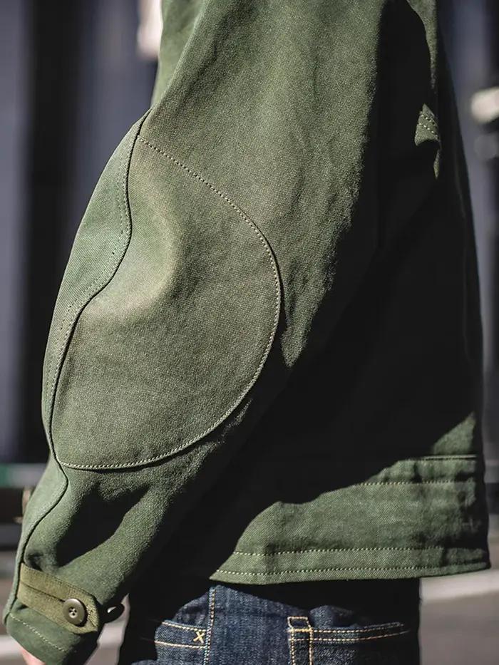 Veste de moto suédoise, veste courte décontractée pour homme, style militaire rétro vert, 100% coton
