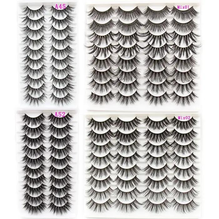 Cils 5/10/16 paires 3D Faux cils de vison naturel Faux cils réutilisables Volume dramatique cils maq