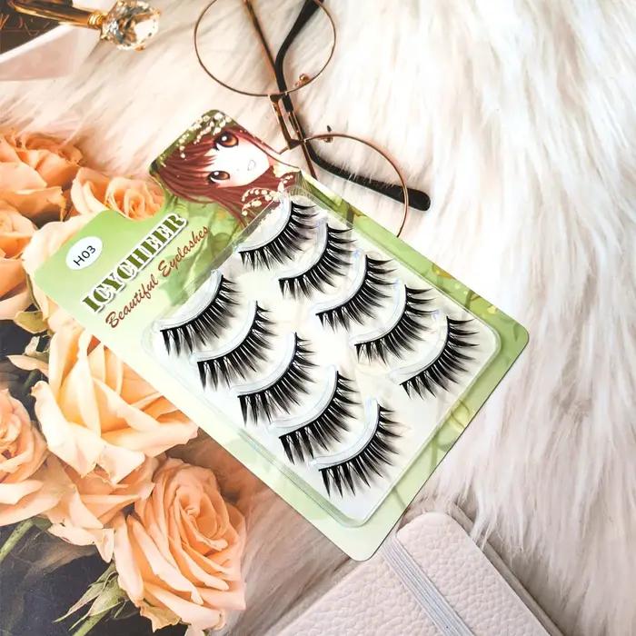 5 paires de faux cils de maquillage épais Fasle cils longs naturels épais Extension de cils usage qu