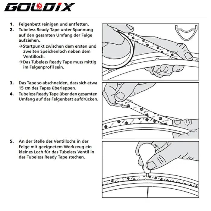 GOLDIX 50m montagne route vélo Tubeless jante bande pour VTT route anneau vide pneu tapis vélo roue