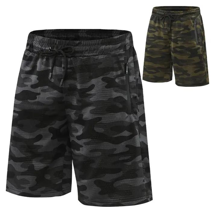 CamSolomon-Short de sport en maille à séchage rapide pour homme, pantalon respirant avec poche zippé