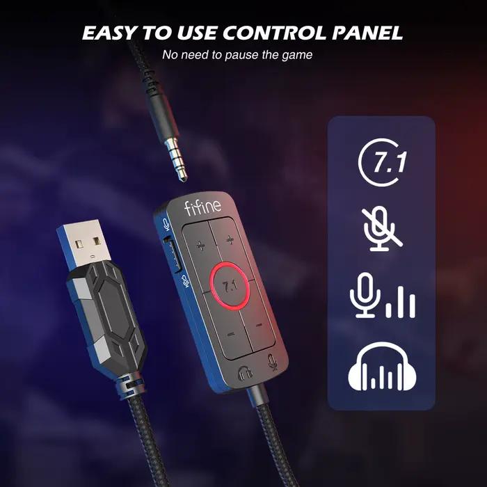 Casque FIFINE, prise 3.5mm et téléphone de sauna USB avec son surround 7.1/contrôle du volume/interr
