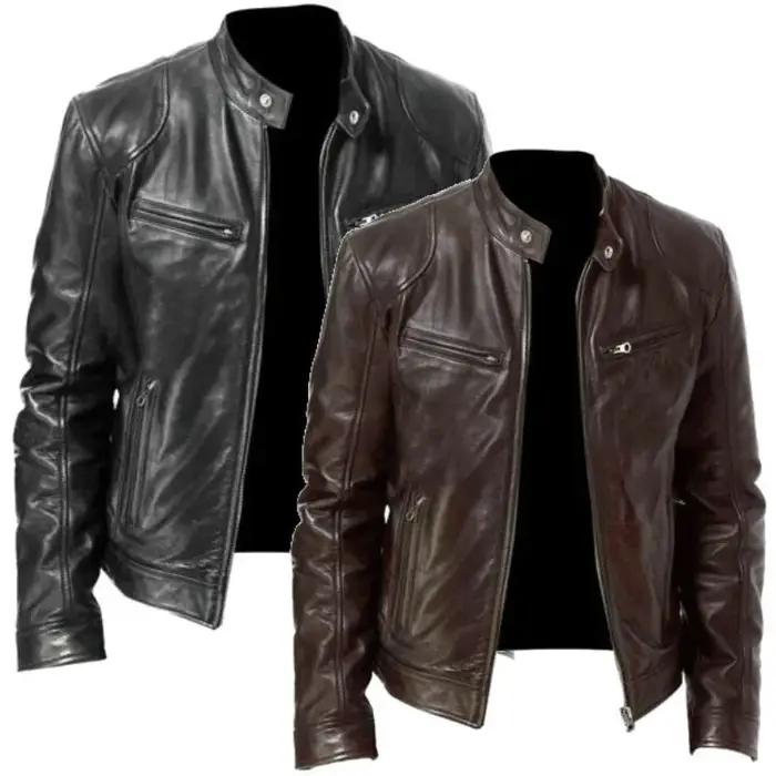 2025 hiver nouvelle mode PU cuir hommes veste décontractée moto veste en cuir hommes veste en cuir