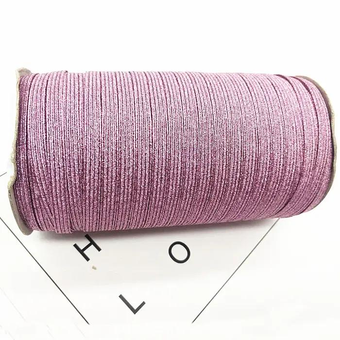 Ruban élastique en Spandex avec fil doré, 2/5yards/Lot, 6mm, paillettes, pour garniture, tissu à cou